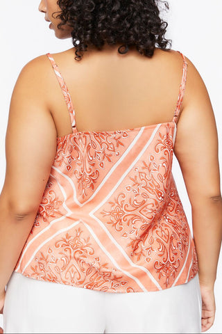 Plus Size Baroque Print Satin Cami