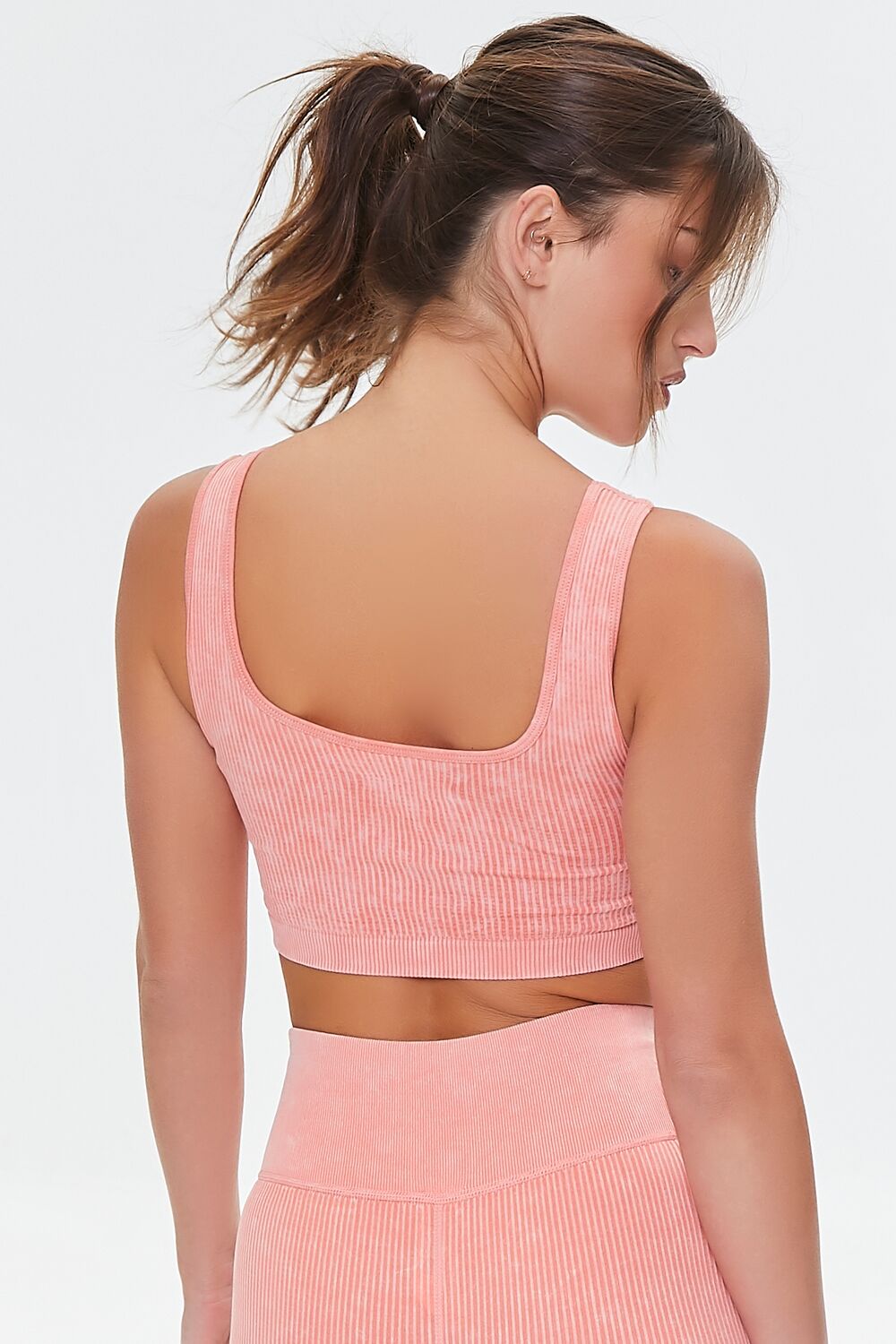  Forever 21 Ribbed Mineral Wash Sports Bra - coral - Bonton