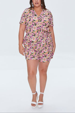Plus Size Floral Print Shorts