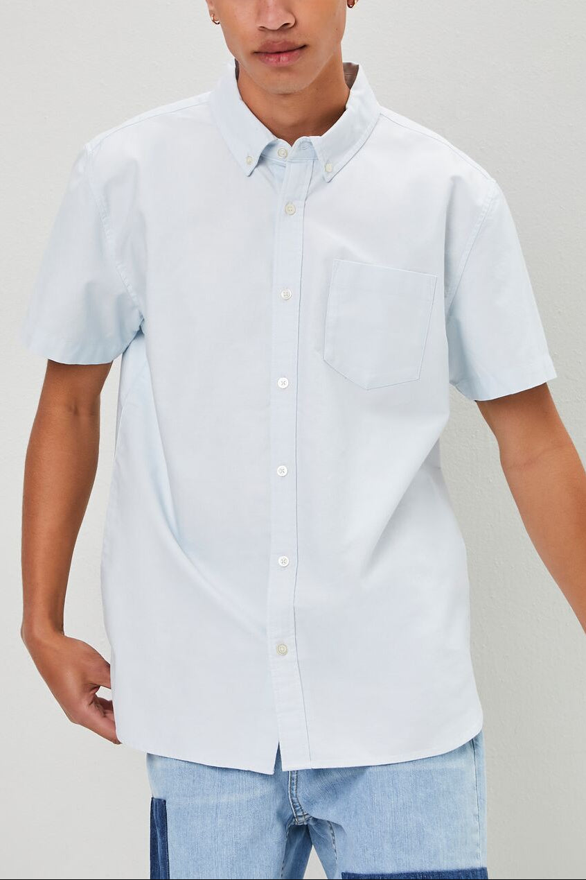 Forever 21 Pocket Button-Front Shirt - light blue - Bonton