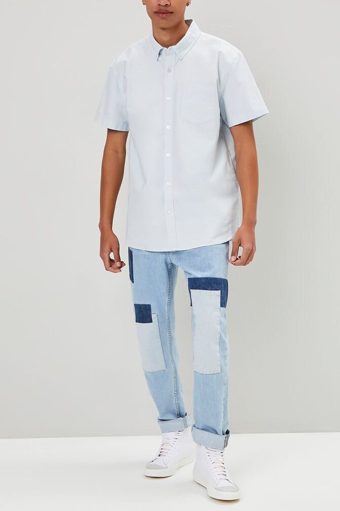  Forever 21 Pocket Button-Front Shirt - light blue - Bonton