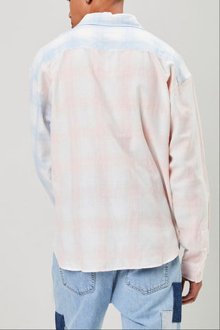 Reworked Plaid Button-Front Shirt