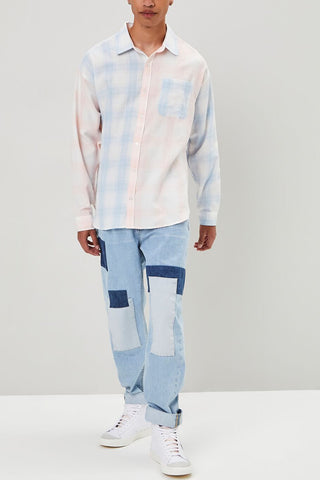 Reworked Plaid Button-Front Shirt