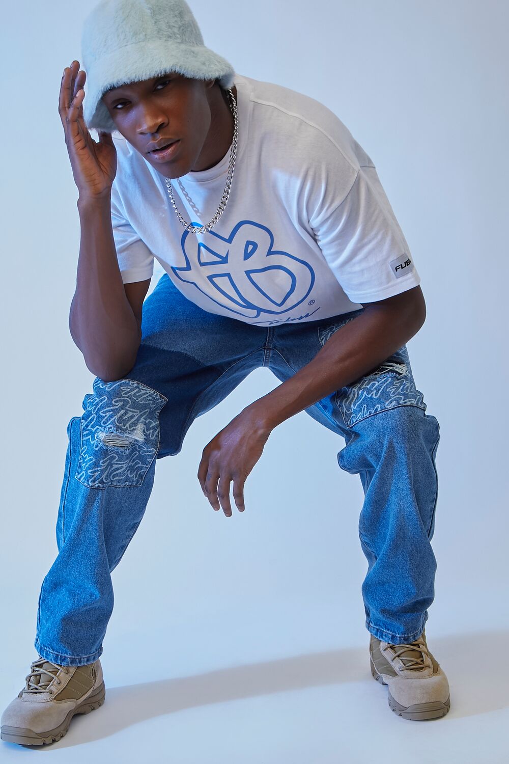  Forever 21 FUBU Graphic Tee - white blue - Bonton