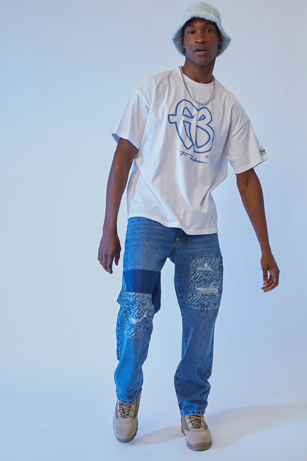  Forever 21 FUBU Graphic Tee - white blue - Bonton