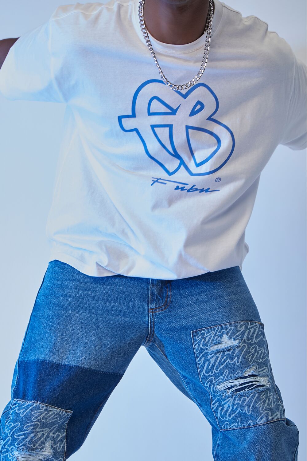  Forever 21 FUBU Graphic Tee - white blue - Bonton