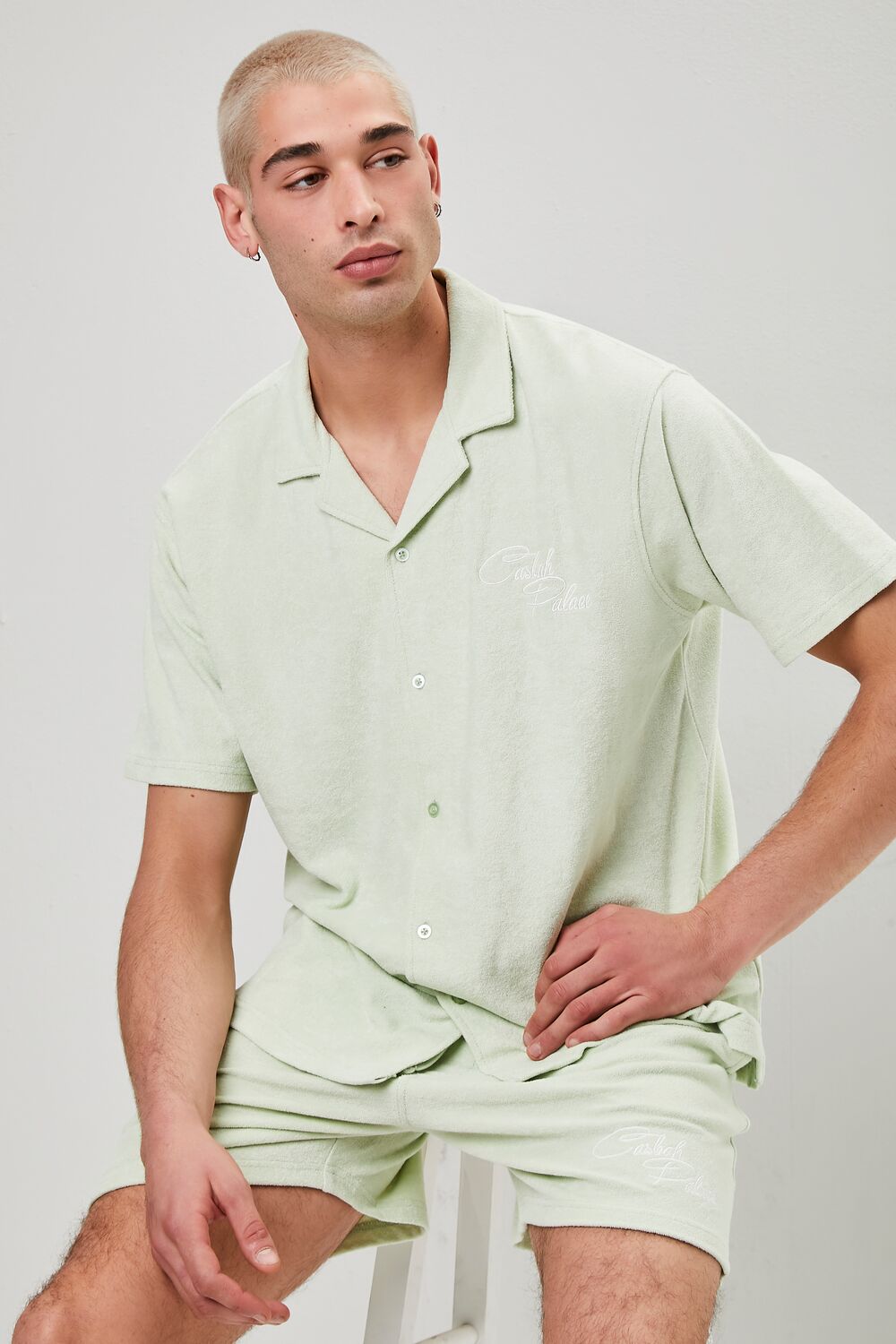  Forever 21 Embroidered Casbah Palace Shirt - mint white - Bonton