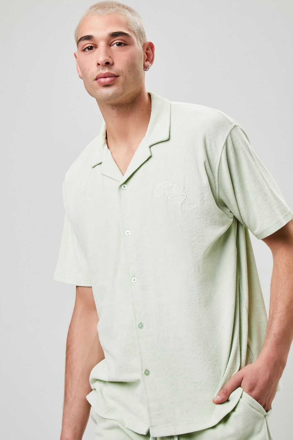  Forever 21 Embroidered Casbah Palace Shirt - mint white - Bonton