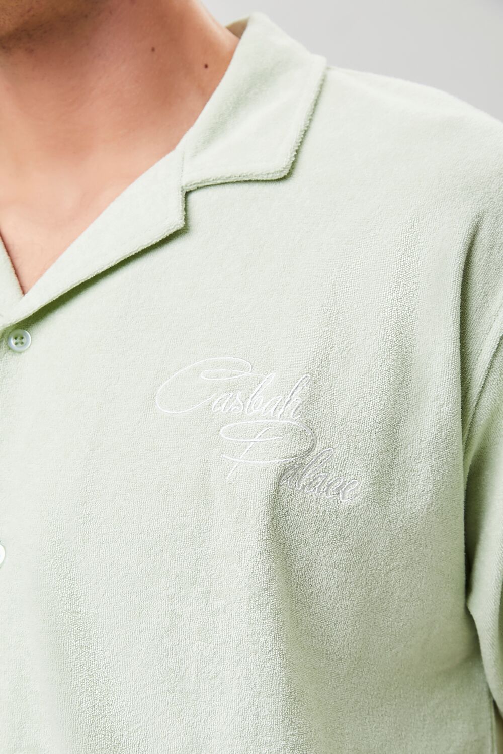  Forever 21 Embroidered Casbah Palace Shirt - mint white - Bonton
