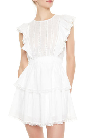 Clip Dot Lace Ruffled Mini Dress