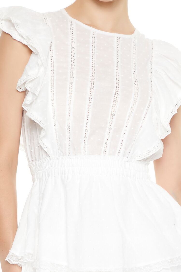  Forever 21 Clip Dot Lace Ruffled Mini Dress - white - Bonton