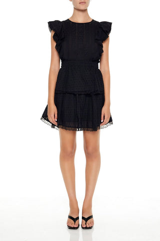 Clip Dot Lace Ruffled Mini Dress