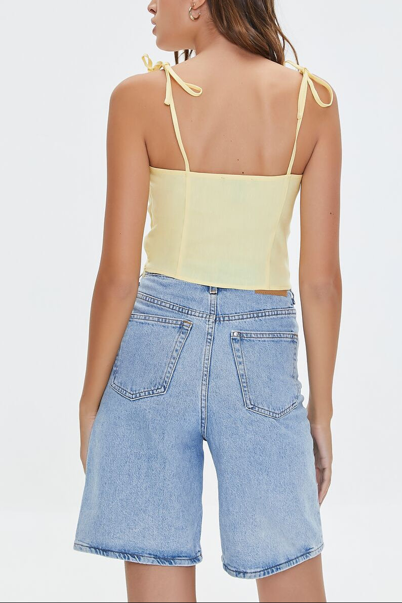  Forever 21 Sweetheart Linen-Blend Cami - mimosa - Bonton