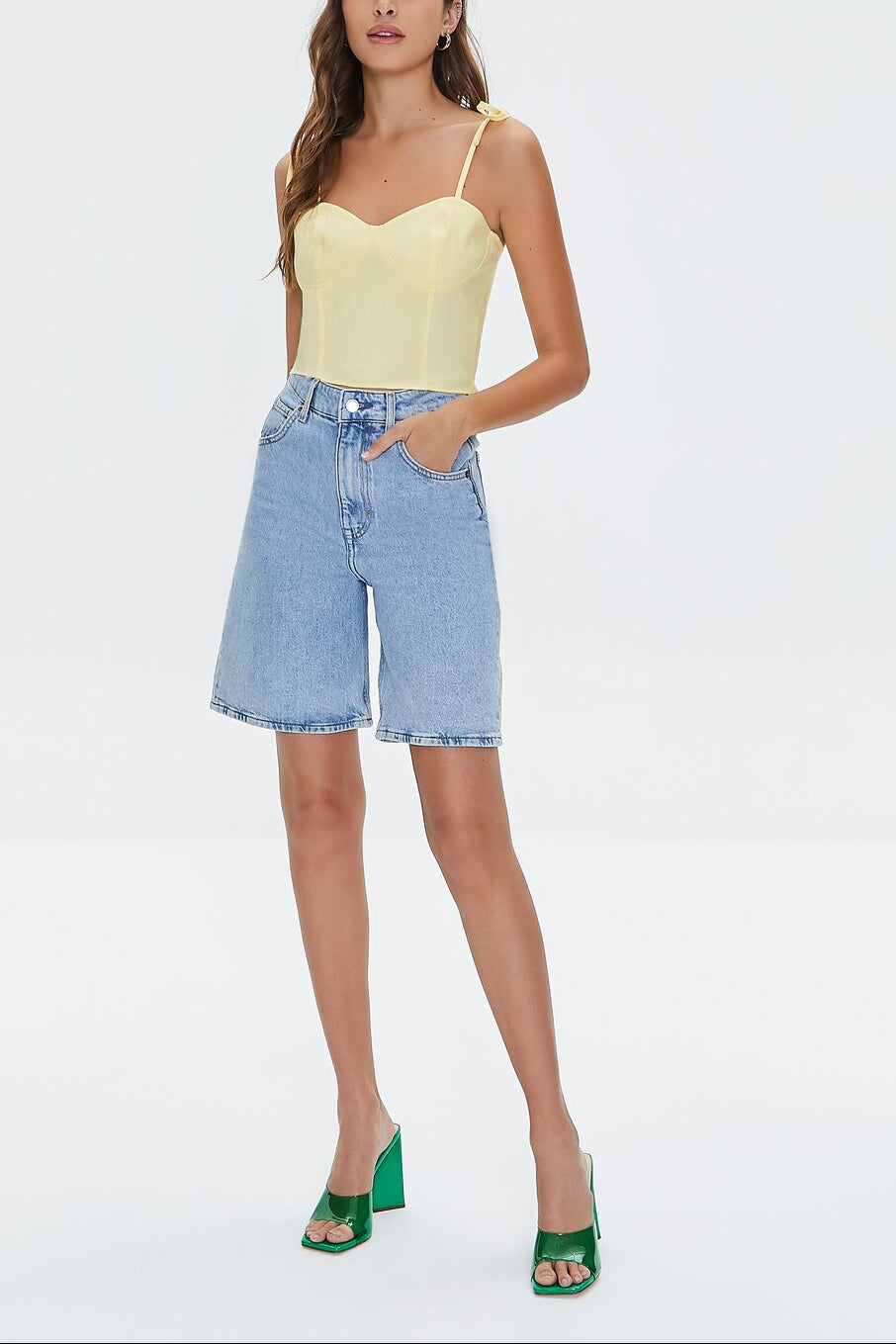  Forever 21 Sweetheart Linen-Blend Cami - mimosa - Bonton