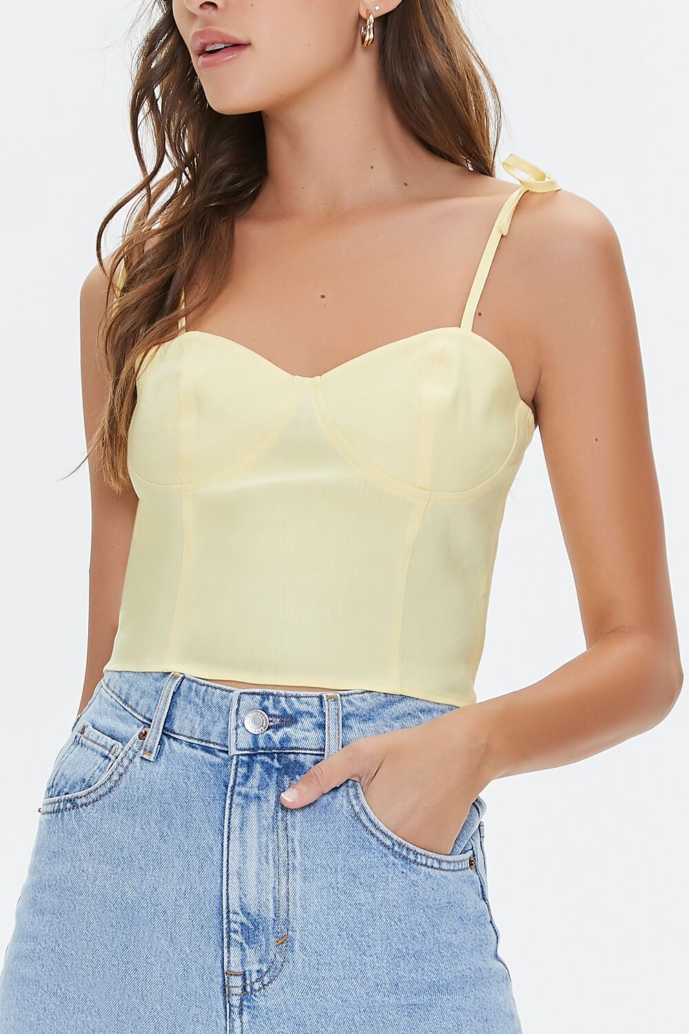  Forever 21 Sweetheart Linen-Blend Cami - mimosa - Bonton