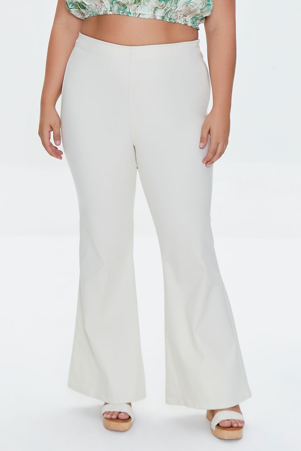 Forever 21 Plus Size High-Rise Flare Pants - cream - Bonton