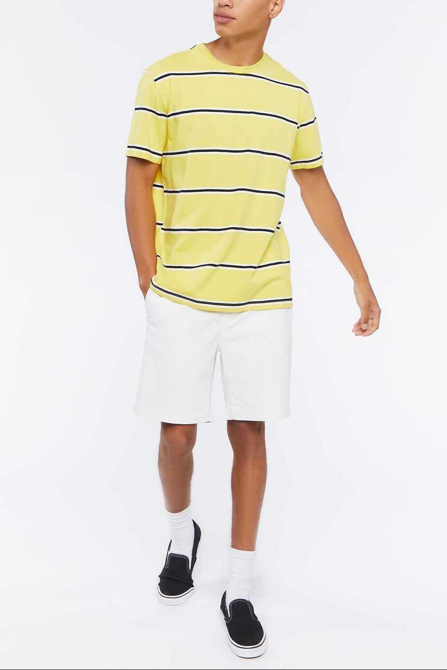  Forever 21 Striped Crew Tee - purple multi - Bonton