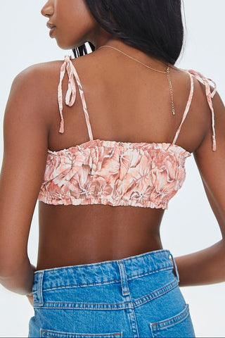 Tropical Leaf Print Cropped Cami