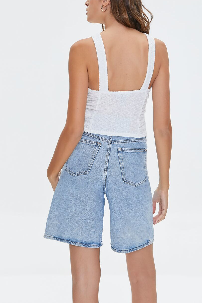  Forever 21 V-Strap Cutout Crop Top - white - Bonton