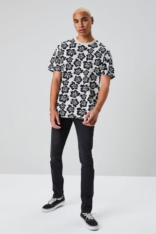 Tropical Floral Print Crew Neck Tee