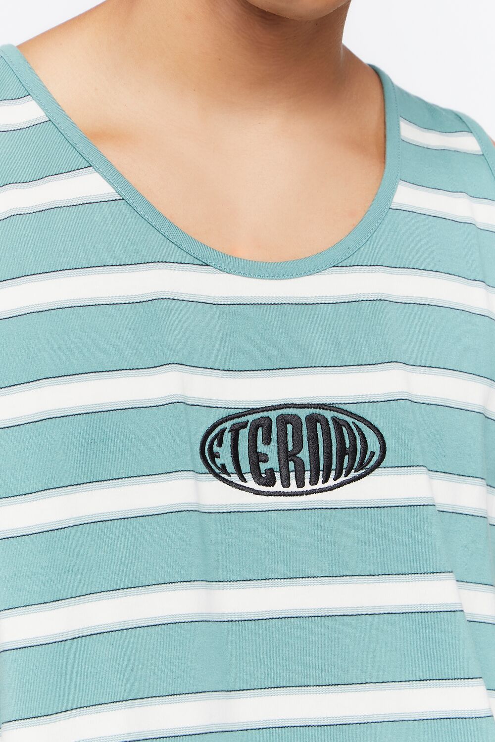  Forever 21 Embroidered Eternal Tank Top - green white - Bonton