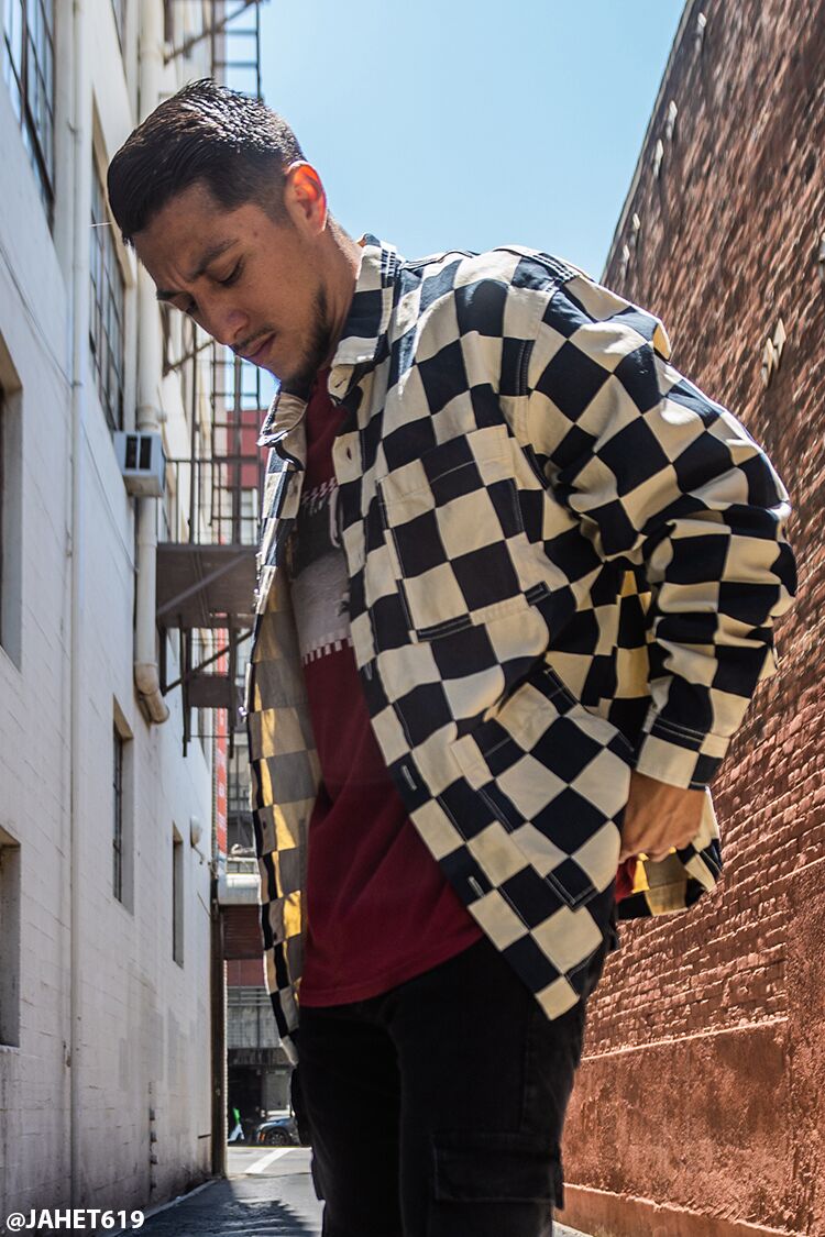  Forever 21 Checkered Button-Front Jacket - black-khaki-swatch - Bonton