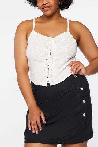 Plus Size Linen-Blend Mini Skirt