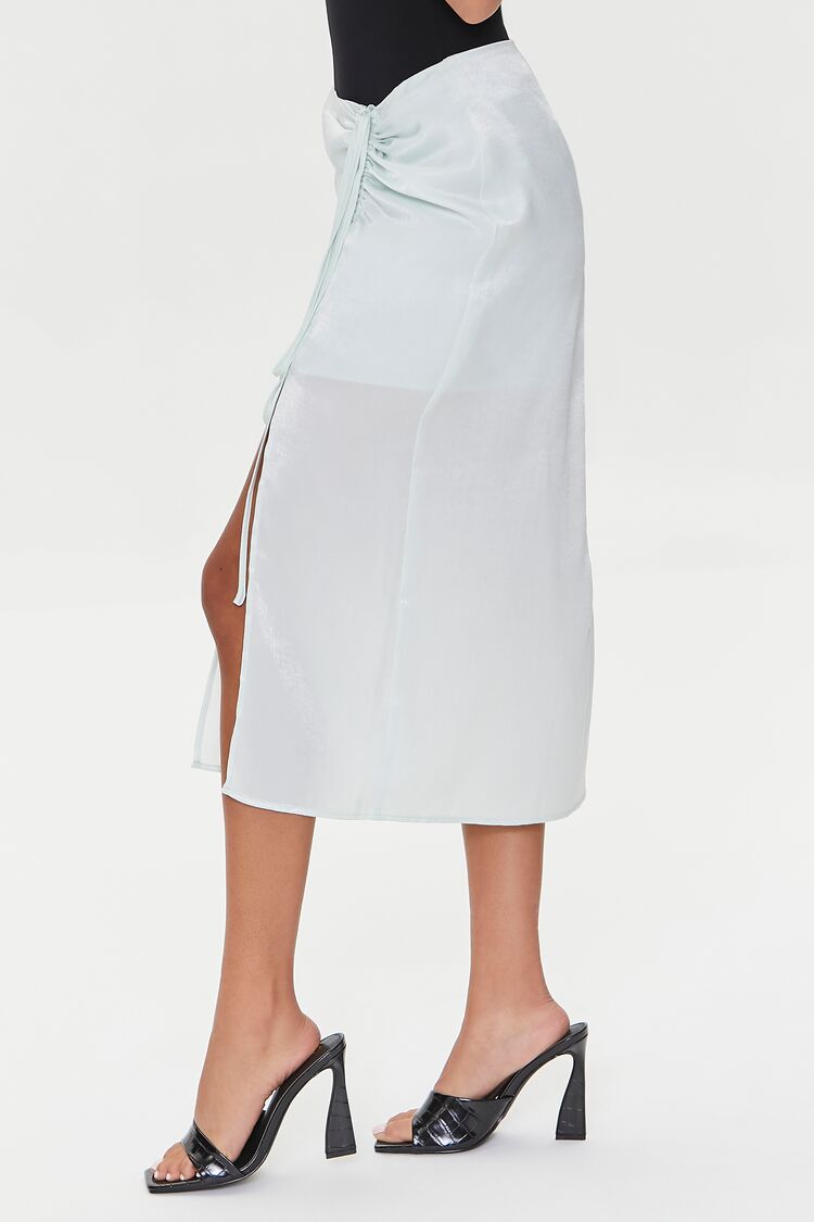  Forever 21 Satin Ruched Drawstring Skirt - mint - Bonton