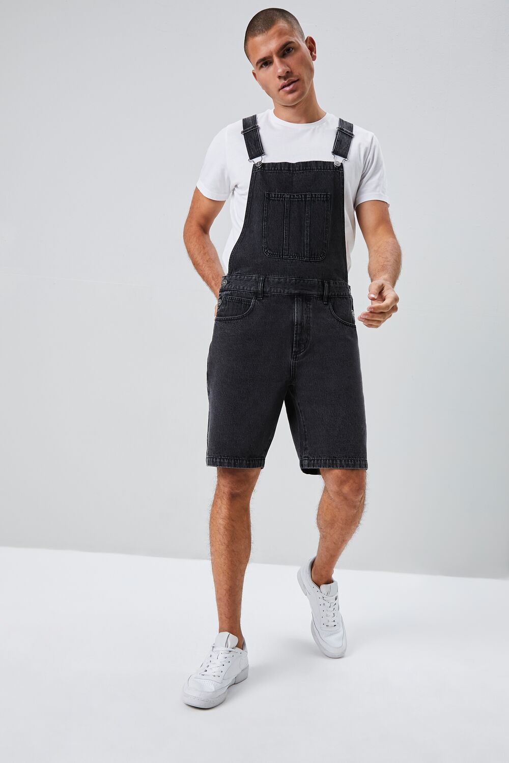  Forever 21 Denim Overall Shorts - black - Bonton