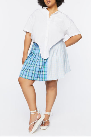Plus Size Reworked Plaid Mini Skirt