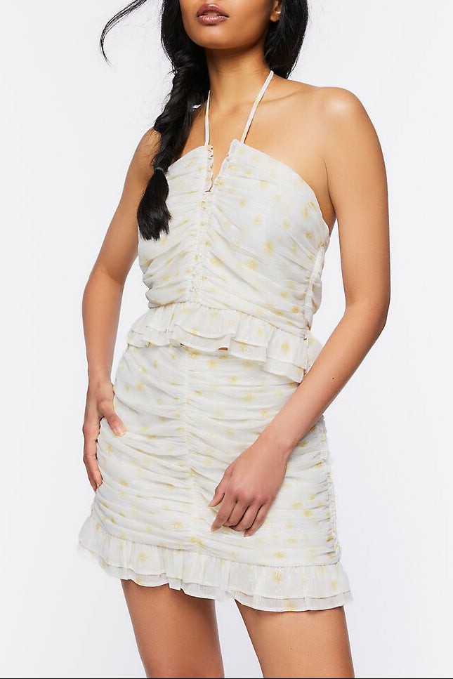  Forever 21 Polka Dot Mini Skirt - white-multi - Bonton