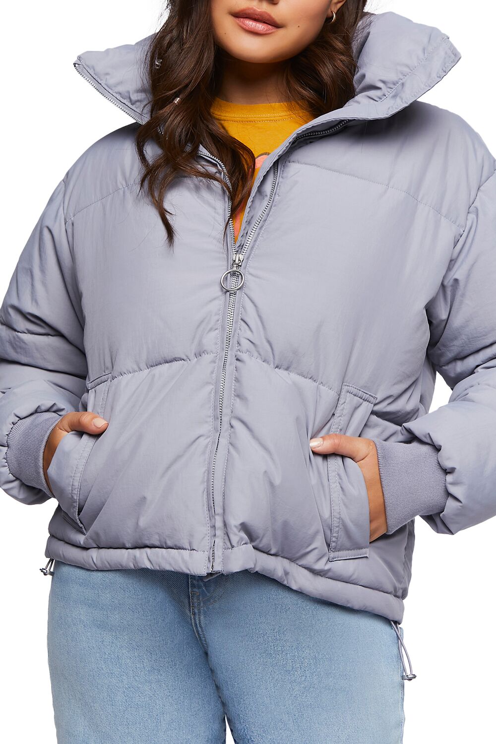  Forever 21 Quilted Puffer Jacket - pewter-swatch - Bonton