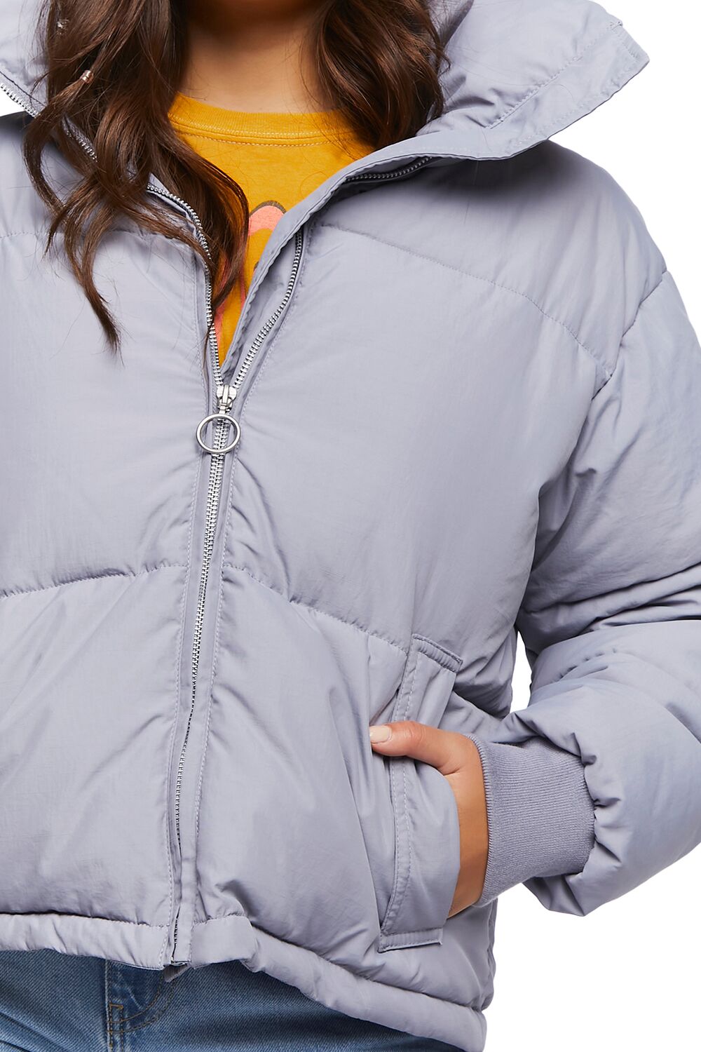  Forever 21 Quilted Puffer Jacket - pewter-swatch - Bonton