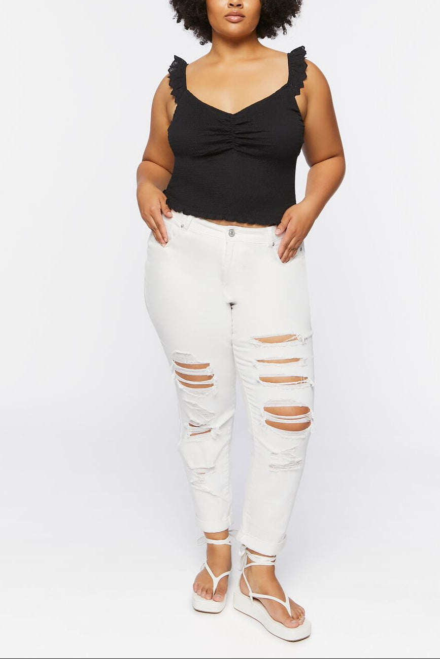  Forever 21 Plus Size Smocked Tank Top - black - Bonton