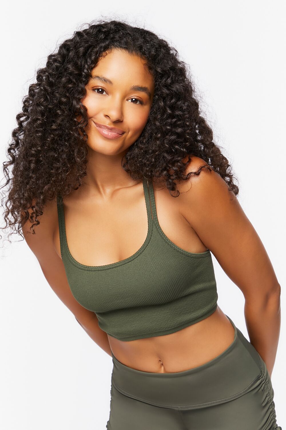  Forever 21 Seamless Caged-Back Sports Bra - cypress - Bonton