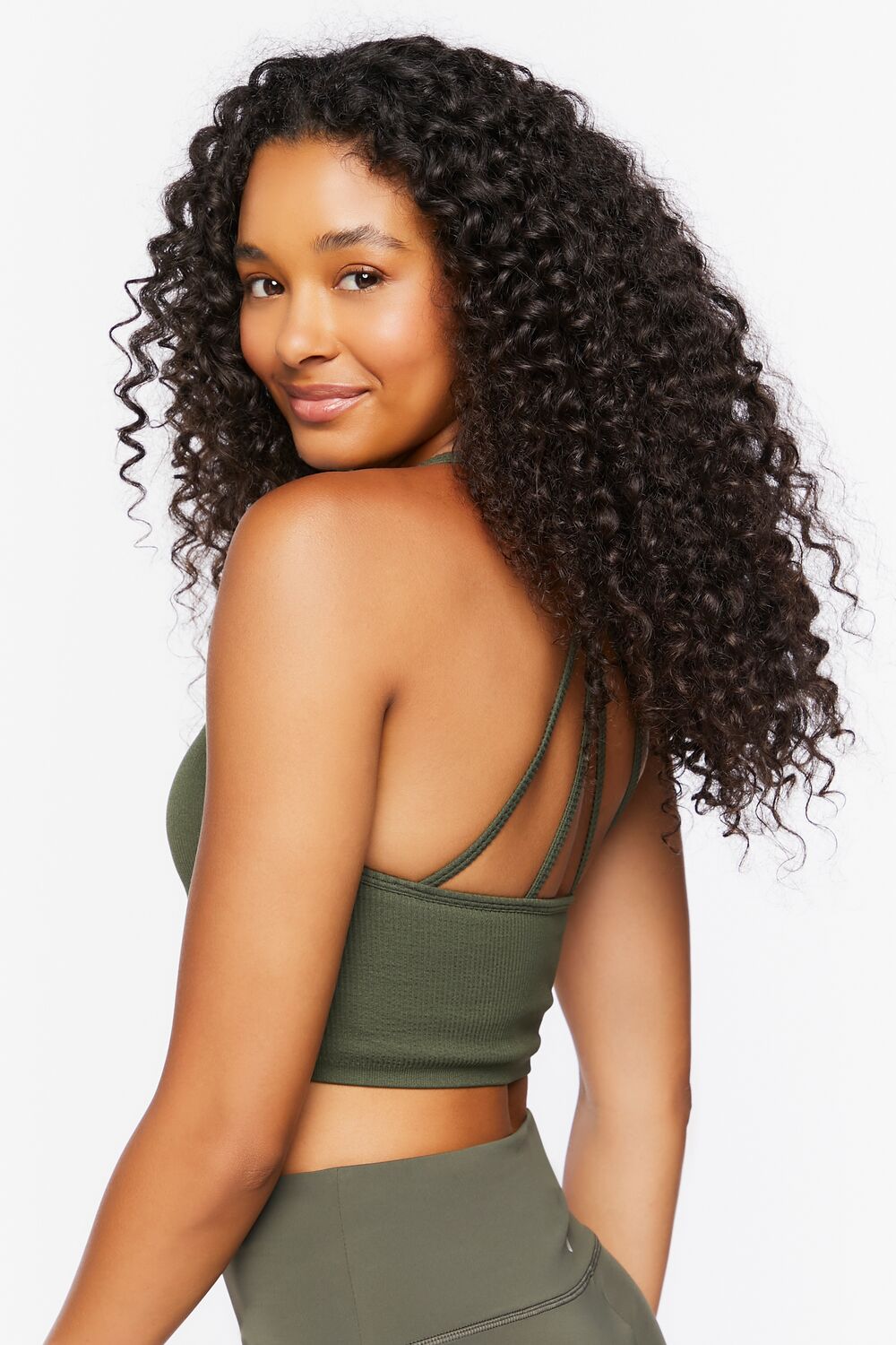  Forever 21 Seamless Caged-Back Sports Bra - cypress - Bonton