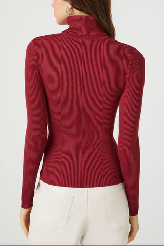 Ribbed Turtleneck Sweater-Knit Top