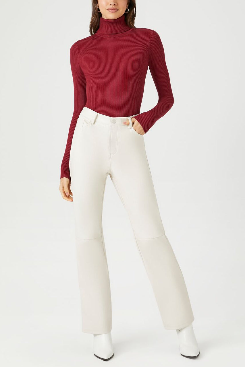  Forever 21 Ribbed Turtleneck Sweater-Knit Top - grey - Bonton