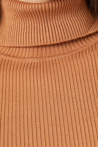 Ribbed Turtleneck Sweater-Knit Top