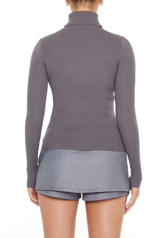 Ribbed Turtleneck Sweater-Knit Top