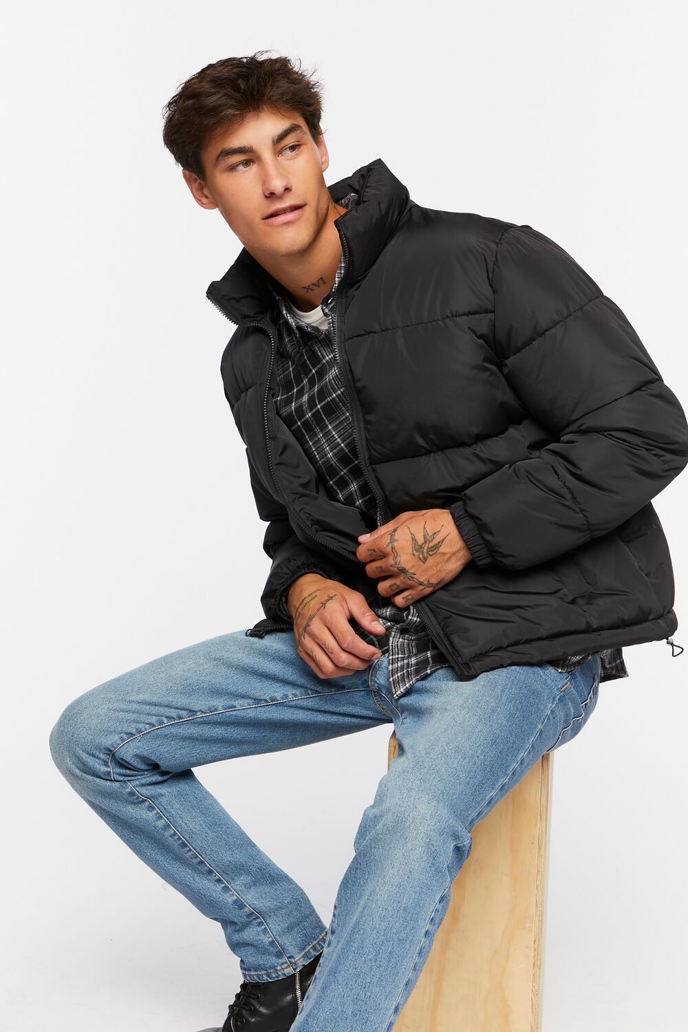  Forever 21 Quilted Puffer Jacket - black-swatch - Bonton