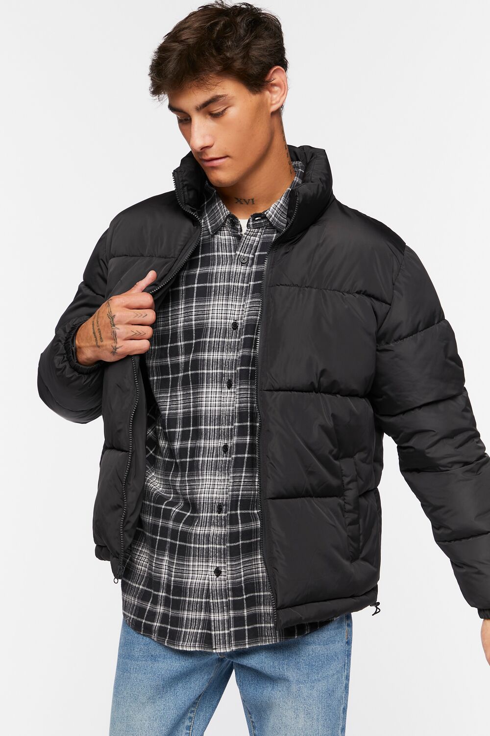  Forever 21 Quilted Puffer Jacket - black-swatch - Bonton