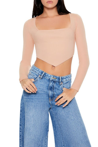 Cropped Rib-Knit Sweater