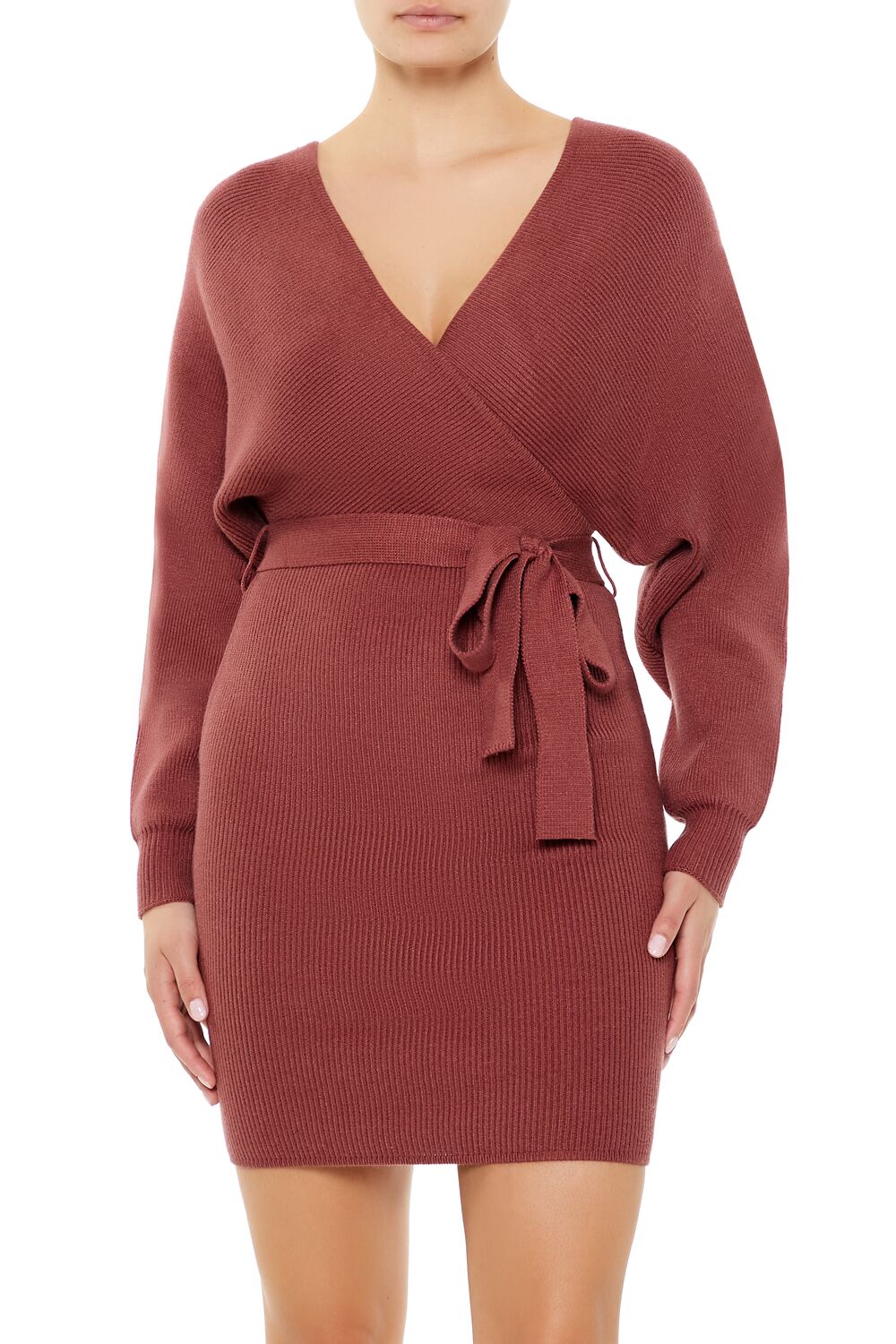  Forever 21 Surplice Midi Sweater Dress - vanilla - Bonton