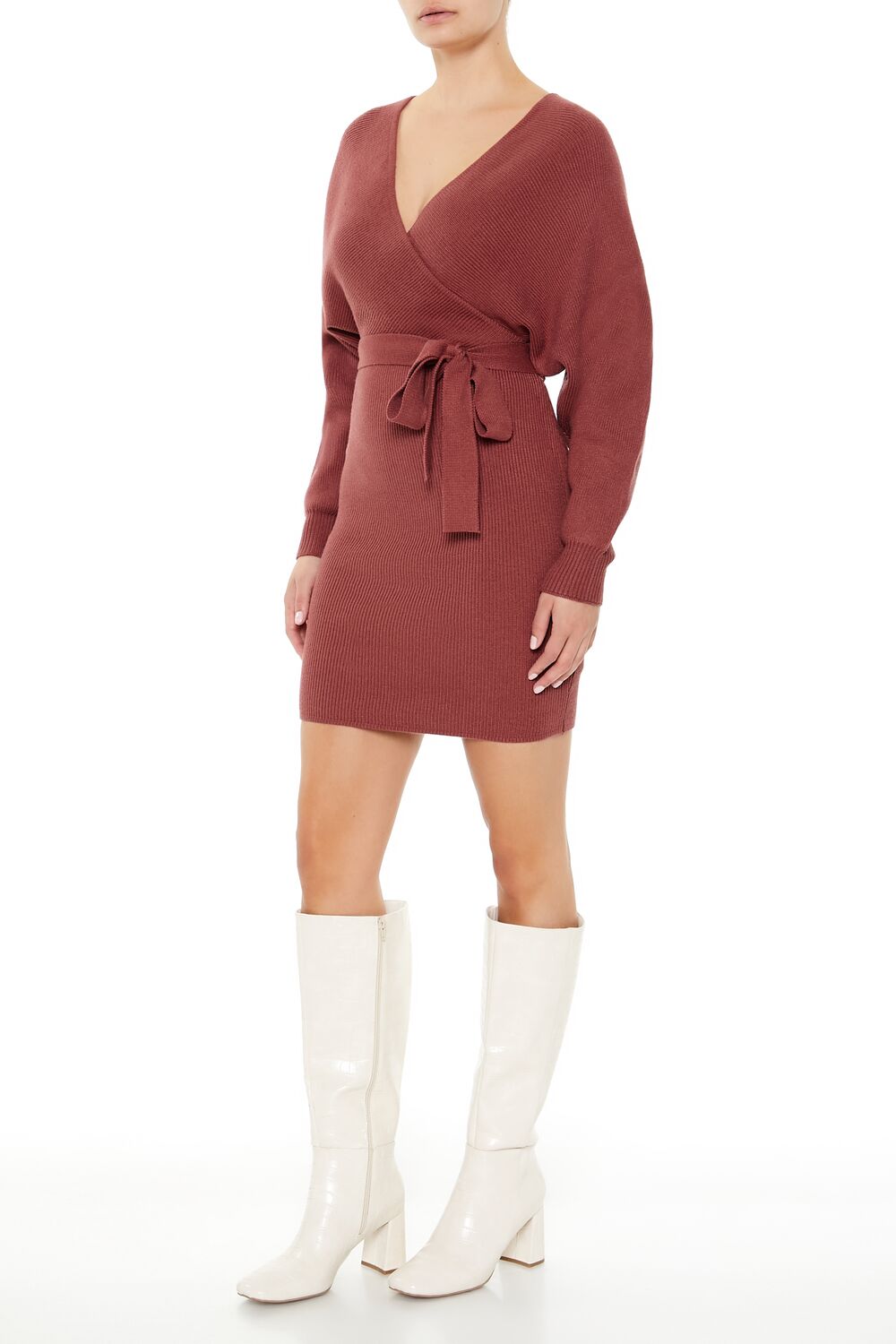  Forever 21 Surplice Midi Sweater Dress - vanilla - Bonton