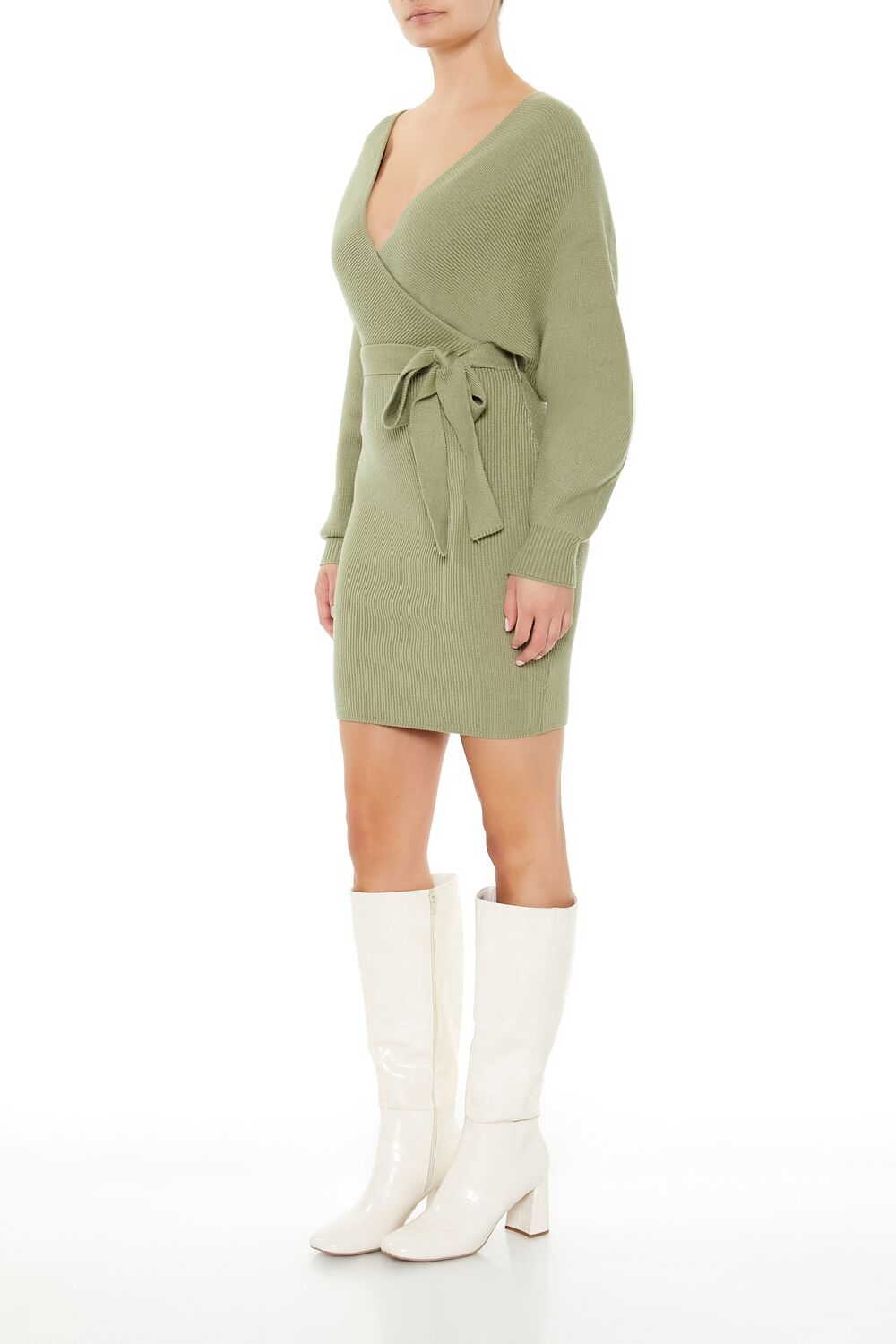  Forever 21 Surplice Midi Sweater Dress - vanilla - Bonton