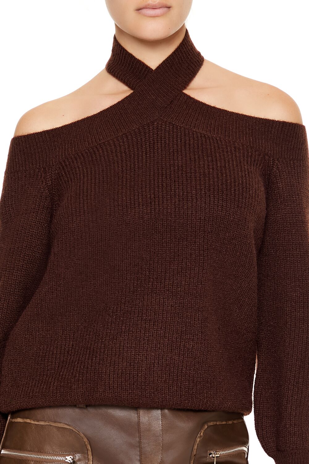  Forever 21 Crisscross Off-the-Shoulder Sweater - white - Bonton