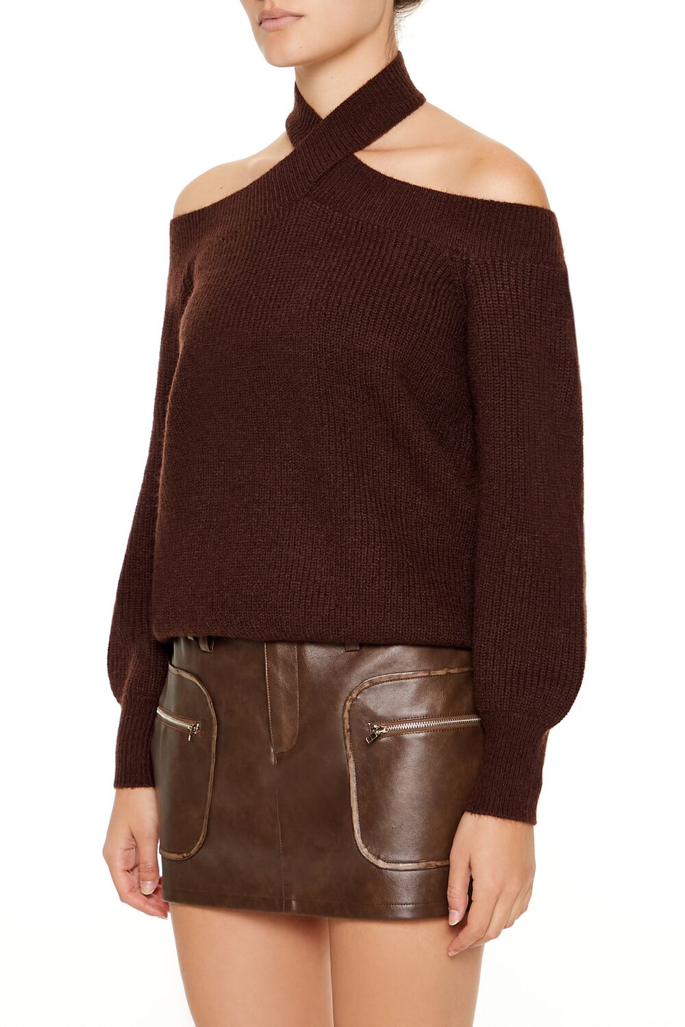  Forever 21 Crisscross Off-the-Shoulder Sweater - white - Bonton