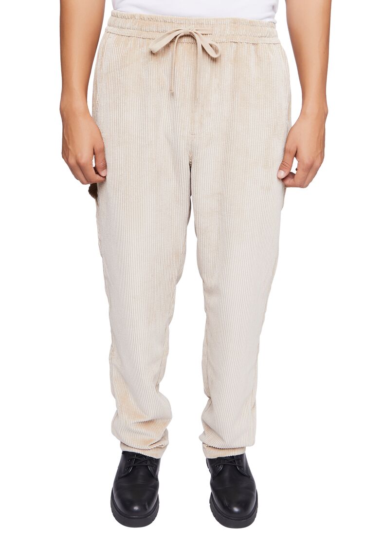  Forever 21 Ribbed Drawstring Pants - taupe - Bonton