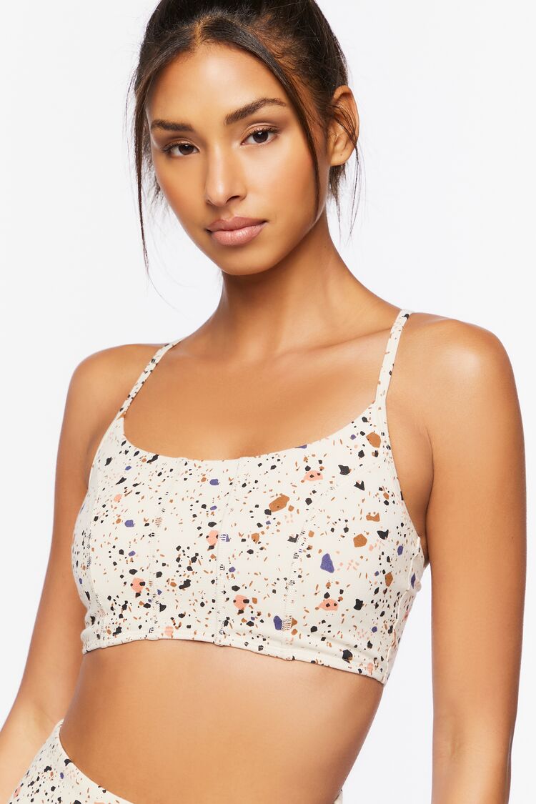  Forever 21 Terrazzo Print Sports Bra - tan multi - Bonton